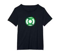 Green Lantern Green Chrome Logo Camiseta, Mujer Tallas Grandes, Negro, 1XL Grande