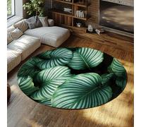 Green Leaf 100cm（Redondo） Alfombra de área circular Monstera en forma de monstruo para dormitorio Oficina Estudio Planta de microfibra antideslizante Alfombra redonda grande Decoración del hogar Boho