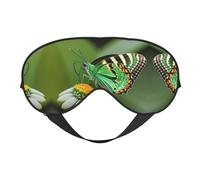 Green Leaf - Máscara de ojos de doble cara con estampado de mariposas coloridas, bloqueo suave y ligero para mejorar la calidad del sueño