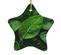 Green Leaf Nature - Adornos de cerámica para árbol de Navidad, decoraciones colgantes para decorar árboles de Navidad, también para amigos