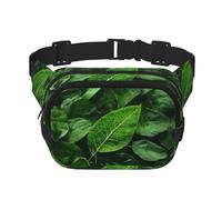 Green Leaf Nature - Bolso cruzado de moda con estampado de hojas verdes, bolsa de cintura para senderismo, bolsa de hombro cuadrada de doble capa para viajes y