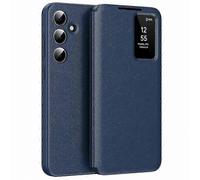 (Green) Leather Phone Case with Card Holder and Smart View Window for Galaxy S25 FE-Compatible Model Cover