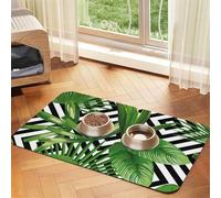 Green Leaves of Palm Tree Tropical Plant,Waterproof Pet Feeding Mat,PU Leather Placemats for Cat Dog Water Bowl,Food Mats,40x60cm
