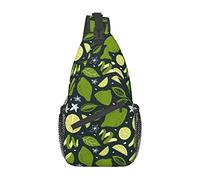 Green Lemons and Leaves Navy Small Sling Bag para Hombres y Mujeres Crossbody Sling Backpack Ciclismo Senderismo Daypack Chest Shoulder Bag