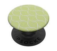 Green Lime Lemon Yellow Parallel Wavy Curve Pattern PopSockets PopGrip Adhesivo