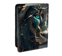 Green Lion Golden Stiggi - Soporte para pasaporte con estampado de grietas, piel sintética, organizador para pasaporte, para hombres y mujeres, 6.5 pulgadas, Black, Talla única
