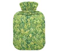 Green Little Cactus - Botellas de agua caliente con cubierta suave, bolsa calentadora de 2 litros para calentador de cuello y hombros