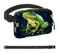 Green Little Frog-1700 - Riñonera para hombres y mujeres, riñonera con correa ajustable, bolsa cruzada de moda para viajes, al aire libre, correr, senderismo, multicolor, multicolor,