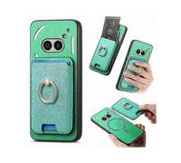 (Green)Magnetic Leather TPU Case with Detachable Card Bag for Phone (2a) Plus and Phone (2a) Models