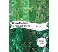 Green Marbled Scrapbook Paper: 12 single-sided 8.5" x 11" designs of green and white marbled paper with gold and black accents for crafting, cards, and DIY projects.
