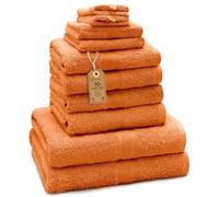 Green Mark Juego de 10 Toallas 100% algodón - 4 de Mano 50×100, 2 de Ducha 70×140, 2 de Invitados 30×50 y 2 Manoplas de baño - Terracota