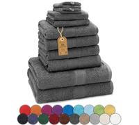 Green Mark Textilien 10 Toallas de Rizo, Algodón, Gris Antracita