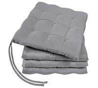 GREEN MARK Textilien Juego de 4 cojines de asiento básicos para silla para exterior o interior, 40 x 40 cm, relleno suave, color plateado y gris