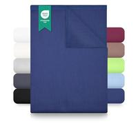 Green Mark Textilien sábana Plana 100% algodón - Sábana clásica sin elástico, Suave para la Piel, fácil de cuidar, Lavable a Alta Temperatura - Azul Marino - 140x200 cm