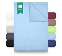 GREEN MARK Textilien sábana Plana 100% algodón - Sábana clásica sin elástico, Suave para la Piel, fácil de cuidar, Lavable a Alta Temperatura - Azul Claro - 150x250 cm