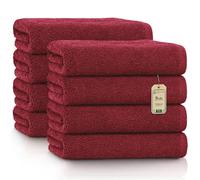 Green Mark Toallas - Juego de 8 Piezas - 100% Algodón, Suaves y Altamente Absorbentes, Baño, SPA y Gimnasio, 50 × 100 cm, Rojo Burdeos