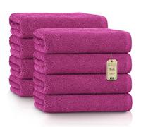 NatureMark Paquete Ahorro de 8 Toallas de Tejido de Rizo, Set de 8 Unidades de 50 x 100 cm, Rosa, 100% algodón