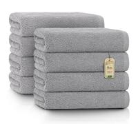 NatureMark Paquete Ahorro de 8 Toallas de Tejido de Rizo, Set de 8 Unidades de 50 x 100 cm, Gris-Plata, 100% algodón