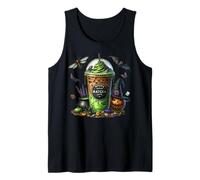 Green Matcha Latte Cup For Fall & Halloween Mom Witch Coffee Camiseta sin Mangas