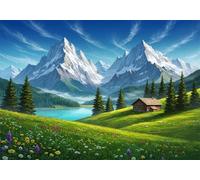 Green Meadows 700 Piece Jigsaw Puzzles for Adults, Colourful, Challenging & Brainteasing Adult Puzzles 700 Pieces Cabins, Fun jigsaws for The Whole Family 20x15 Inch