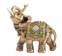 (Green, Multicolor) Feng Shui Fortune Lucky Elephant Statue Resin Crafts Home Porch Office Desktop Ornament, Size L - Br