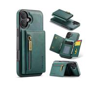 (Green, Multicolor) M5 Series For iPhone 16 Case Detachable Magnetic Leather Phone Cover with Card Slots - Coffee