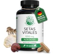 Green Naturals Complejo 7 Hongos 1.050 mg - 180 cápsulas | Reishi, Cordyceps, Shiitake, Maitake, Hericium, Agaricus, Chaga · Vegano · 3 meses