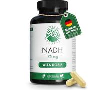 Green Naturals® NADH 75 mg - 150 cápsulas de alta dosis (5 meses) - Vegano & sin aditivos - Fabricado en Alemania & testado en laboratorio
