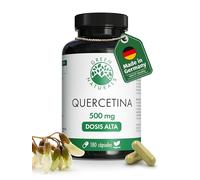 Green Naturals® Quercetina de alta dosis - 500 mg de extracto natural de Sophora japonica - 100% vegana & sin aditivos - 180 cápsulas (6 meses)