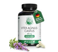 Green Naturals® Vitex Agnus Castus - Alta dosis 20 mg (extracto 5:1 = 100 mg por cápsula) - 100% vegano & sin aditivos - 180 cápsulas (6 meses)