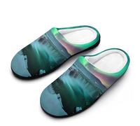 Green Northern Aurora - Pantuflas de casa para hombre, para interiores y exteriores, con suela de goma, Estilo:, 42.5 EU