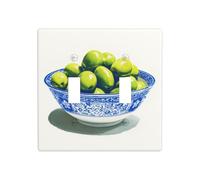 Green Olives in A Blue Bowl - Placa de pared para interruptor de pared, tamaño estándar, 11,4 x 11,4 cm