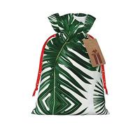 Green Palm Leafs - 1 bolsa de Navidad con cordón de 8.3 x 11.8 pulgadas, bolsa robusta para regalos y artículos esenciales de uso diario