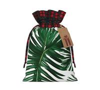 Green Palm Leafs - 1 bolsa de Navidad con cordón de 8.3 x 11.8 pulgadas, bolsa robusta para regalos y artículos esenciales de uso diario