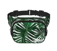 Green Palm Leafs - Riñonera con cremallera y correa ajustable para correr, ciclismo, Black, Talla única