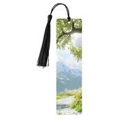 Green Path Serenity - Marcapáginas de madera, 5 marcapáginas de madera de álamo con borla, impresión completa de doble cara, marcadores de libros ligeros para leer, accesorios de lectura, regalos