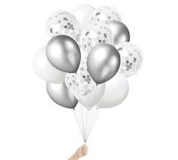 Green Paw Products - 25 globos plateados y confeti - 25 globos de fiesta - Respetuoso con el medio ambiente y biodegradable - Látex 100% natural