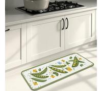 Green Peas - Tapetes de cocina para piso, tapetes suaves vintage florales, acolchados con resorte, cómodos, lavables, para fregaderos de cocina, lavadero, baño, 16 x 47 pulgadas