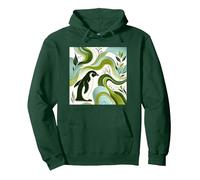Green Penguin Blossom Flora Leaf Plant Forest Pattern Sudadera con Capucha, Unisex para Adultos, Verde Bosque, XXL