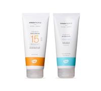 Green People Crema Solar Edelweiss y After Sun SPF15 - Protector Solar Natural y Orgánico con Acelerador de Bronceado - No Comedogénico, Seguro para los Arrecifes - 2x200ml