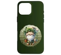 Green Plant Lover Gnome On Retro Sunset For Garden Grandpa Carcasa para iPhone 16 Pro Max