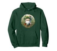 Green Plant Lover Gnome On Retro Sunset For Garden Grandpa Sudadera con Capucha