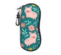 Green Plants Pink Pig - Funda de neopreno suave para gafas de sol con cremallera, duradera, portátil, para hombres y mujeres
