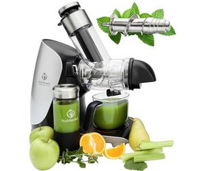 GREEN-PRESS EDELSTAHL Slow Juicer,Licuadora extractor de jugos con tornillo de acero inoxidable 304, libre de BPA, ganador de pruebas, exprimidor eléctrico todo en uno para apio, verduras y frutas
