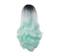 Green Purple Gray Pink Long Wave Ombre Synthetic Wig Heat-resistant High-temperature Fiber Cosplay Wig 28inches Green