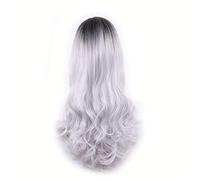 Green Purple Gray Pink Long Wave Ombre Synthetic Wig Heat-resistant High-temperature Fiber Cosplay Wig 28inches Silver Grey