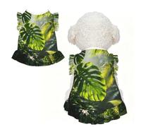 Green Rainforest Art L - Ropa para mascotas para perros pequeños, bonito traje de verano para cachorros, ropa suave y transpirable para mascotas para gatos