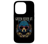 Green River Utah USA - Oso con Gafas de Sol, diseño de Flores Carcasa para iPhone 14 Pro