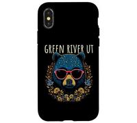 Green River Utah USA - Oso con Gafas de Sol, diseño de Flores Carcasa para iPhone X/XS