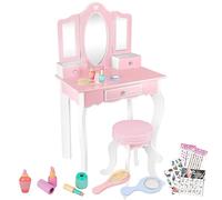 Green series Tocador Infantil de Madera con Espejo y Accesorios - Mesa Maquillaje Niña con Cajones - Juguete Educativo para Niñas 3 y 6 Años - Tocador Rosa GS3300